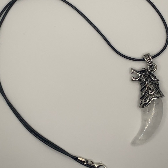 Wolf Tooth Pendant | Mens Crystal Necklace | Boyfriend Gift | Crystals For Men - Picture 1 of 3